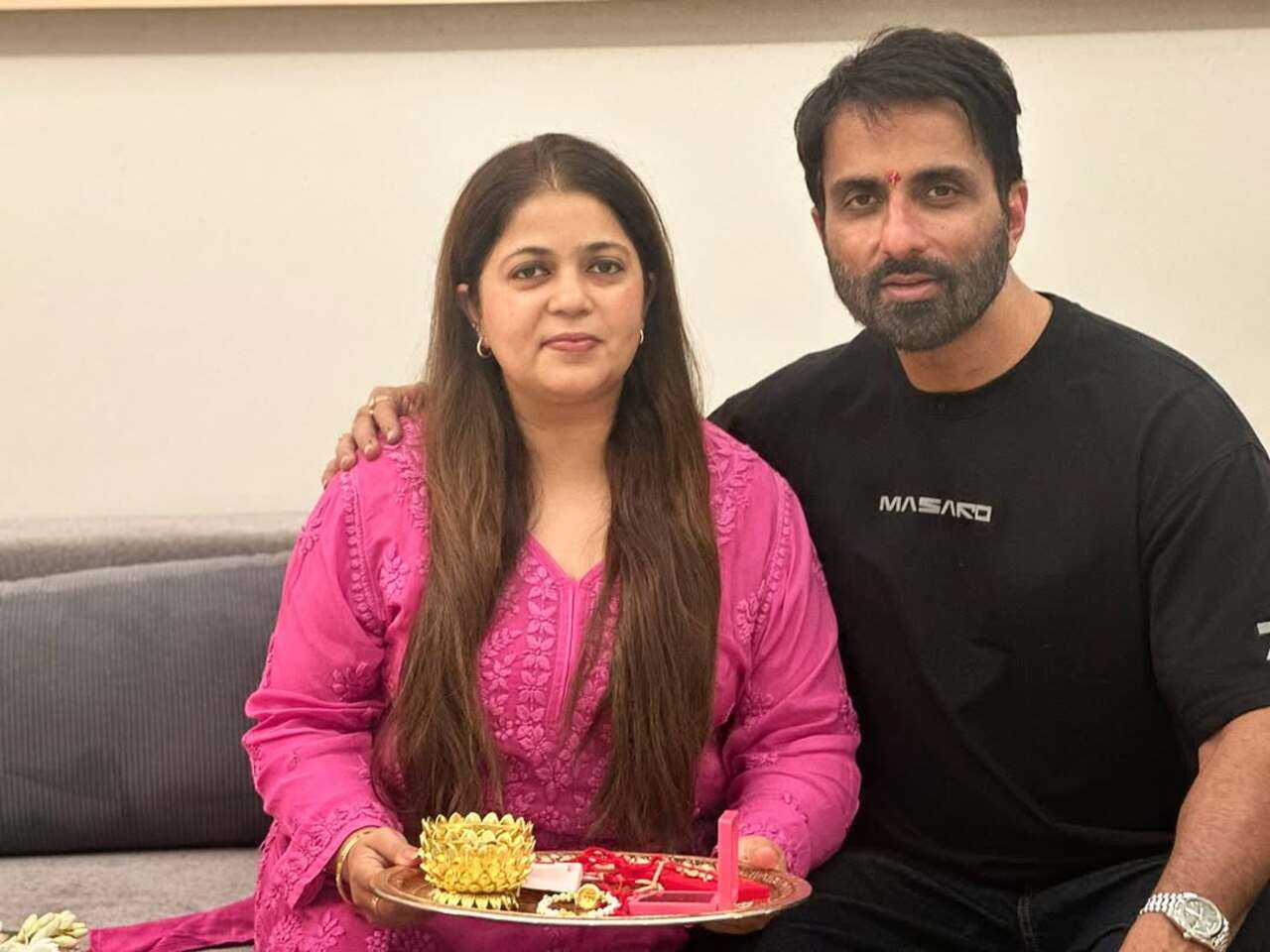 Sonu Sood shared a picture with his sister on the occasion of Raksha Bandhan after he got a rakhi tied from her